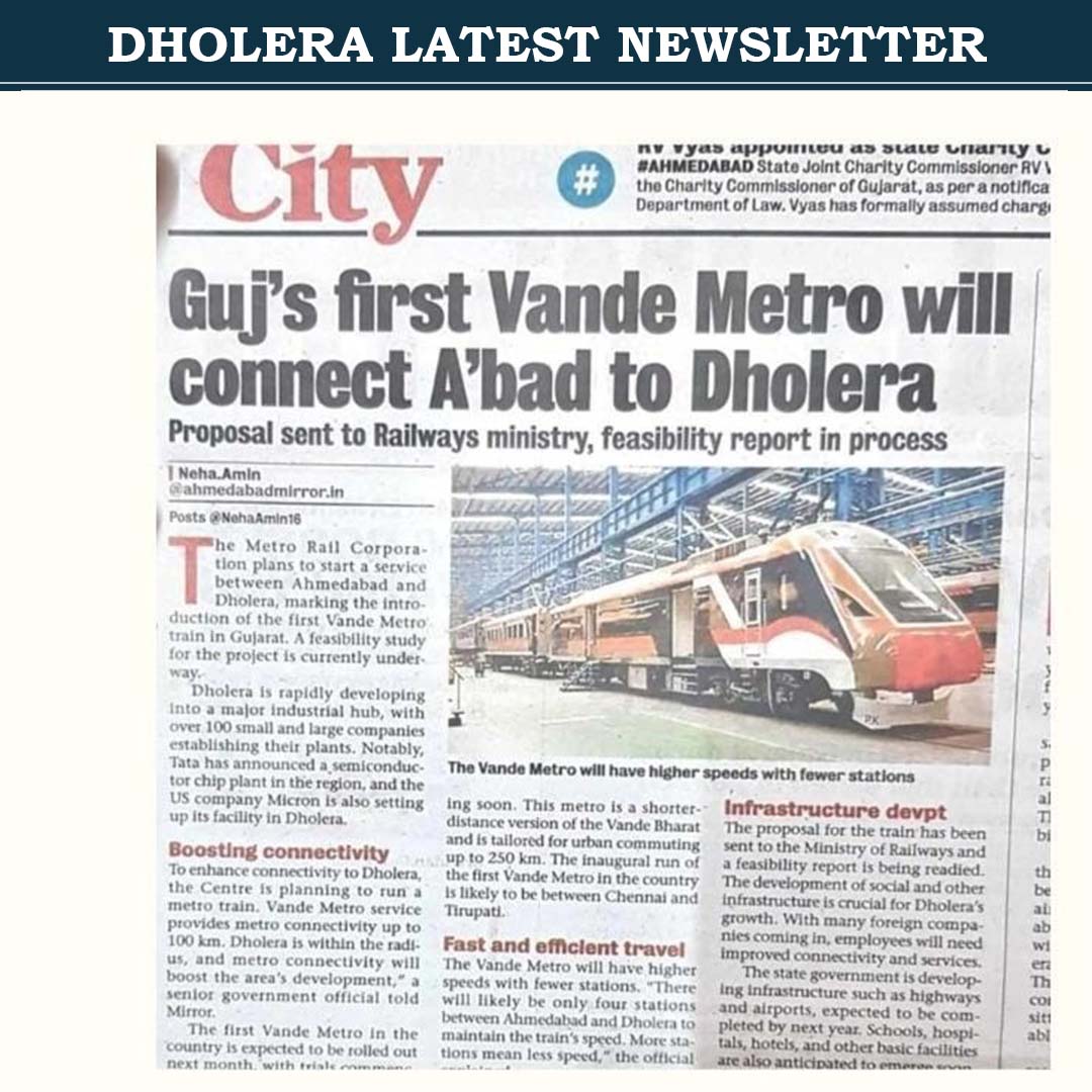 Gujarat’s first Vande Metro to connect Ahmedabad and Dholera